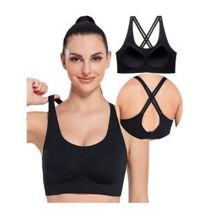 PrettyWell Molded Black Padding Sports Scoop Neck Bra NWT XXXL
